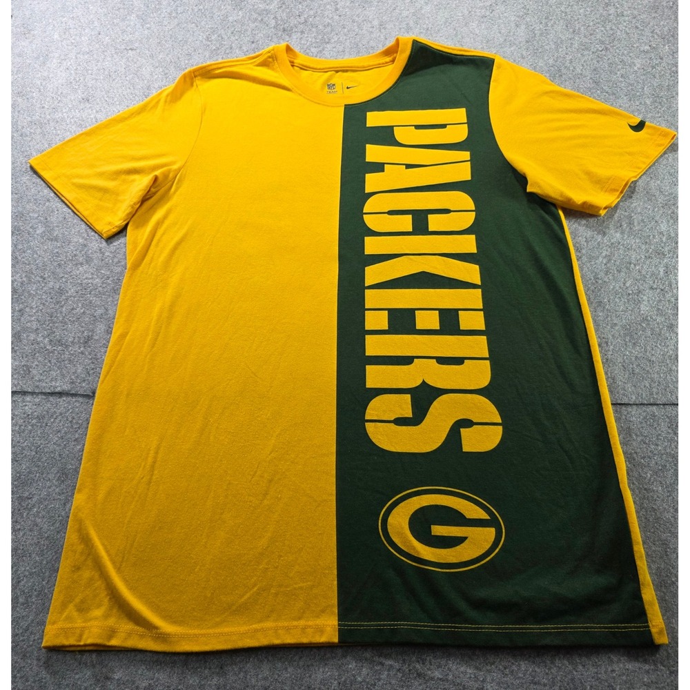Nike NFL Green Bay Packers T-Shirt Mens Medium Yellow Green Tri-Blend Athletic